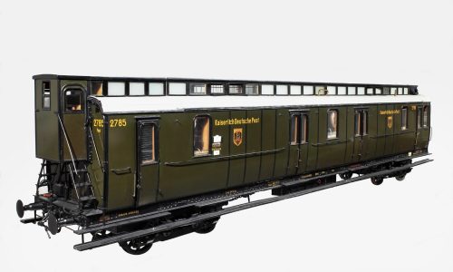Modell, Bahnpostwagen 2785 mit Schutzabteilen, Gattung IV a, Kaiserliche Reichspost